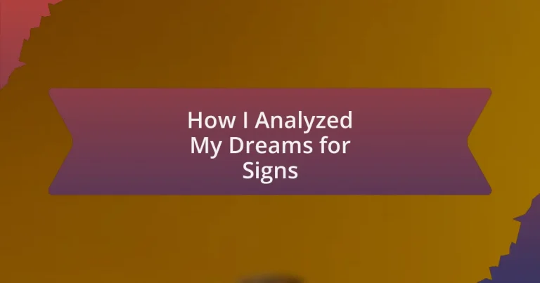 How I Analyzed My Dreams for Signs