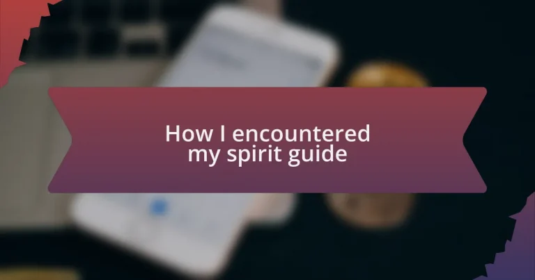 How I encountered my spirit guide